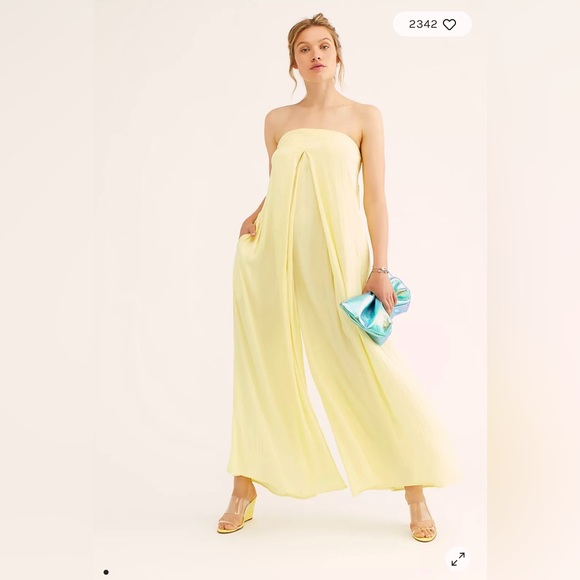 Free People Pants - FREE PEOPLE BEACH KIMMIE SHINE STRAPLESS WIDE LEG
ONE PIECE JUMPSUIT SZ L